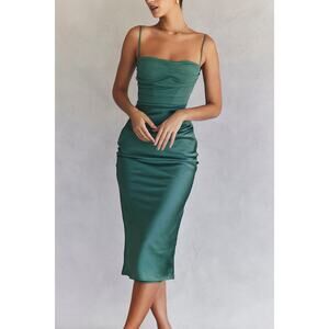 chinese dress ladies Boden Women's Lace Insert Knitted Midi Dress in Green